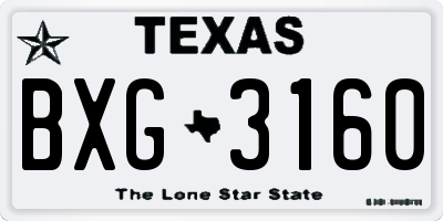 TX license plate BXG3160