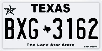 TX license plate BXG3162