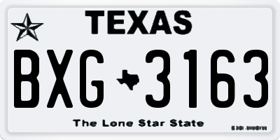 TX license plate BXG3163
