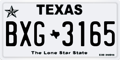 TX license plate BXG3165