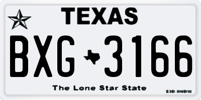 TX license plate BXG3166