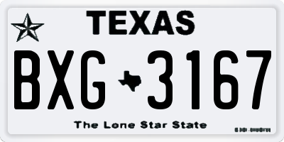 TX license plate BXG3167