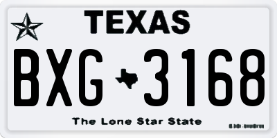 TX license plate BXG3168