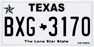 TX license plate BXG3170