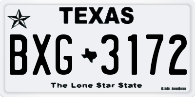 TX license plate BXG3172