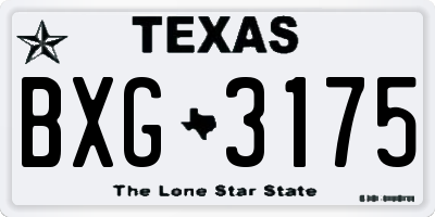 TX license plate BXG3175