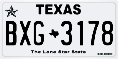 TX license plate BXG3178