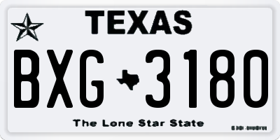TX license plate BXG3180