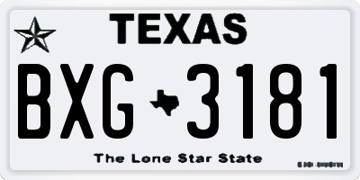 TX license plate BXG3181