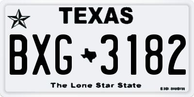 TX license plate BXG3182