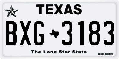 TX license plate BXG3183