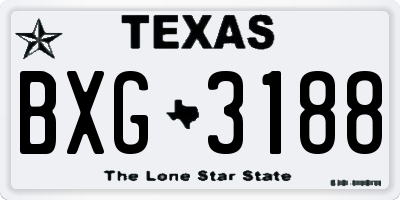 TX license plate BXG3188
