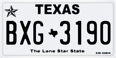 TX license plate BXG3190