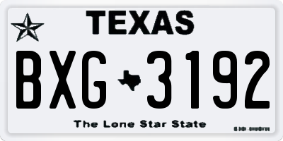 TX license plate BXG3192