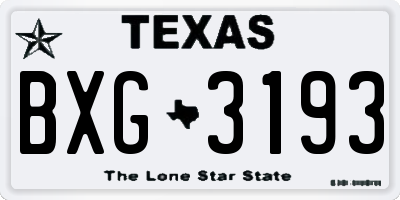 TX license plate BXG3193