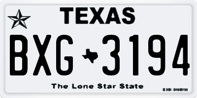 TX license plate BXG3194