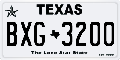 TX license plate BXG3200