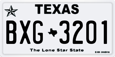 TX license plate BXG3201