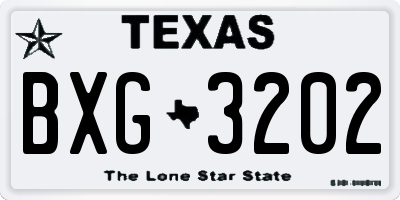 TX license plate BXG3202