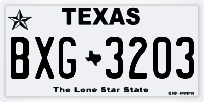TX license plate BXG3203