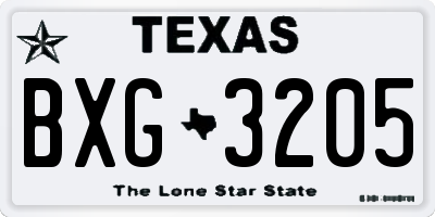 TX license plate BXG3205