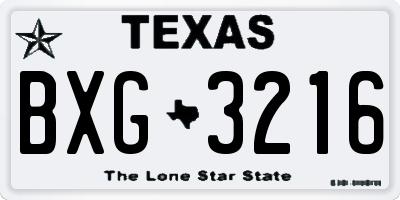 TX license plate BXG3216