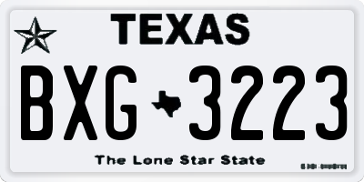 TX license plate BXG3223