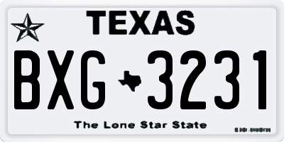 TX license plate BXG3231