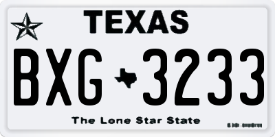 TX license plate BXG3233
