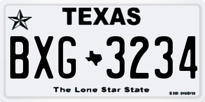TX license plate BXG3234