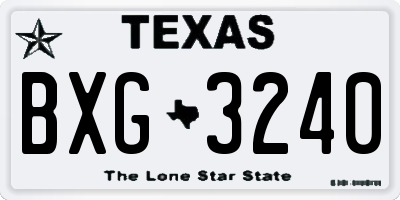 TX license plate BXG3240