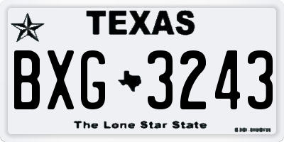 TX license plate BXG3243