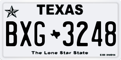 TX license plate BXG3248