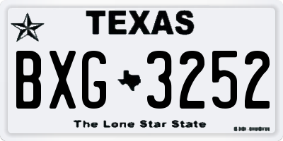 TX license plate BXG3252