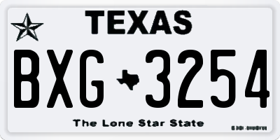 TX license plate BXG3254