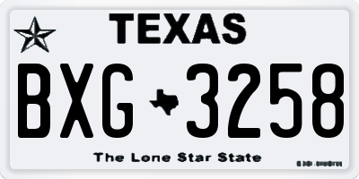TX license plate BXG3258