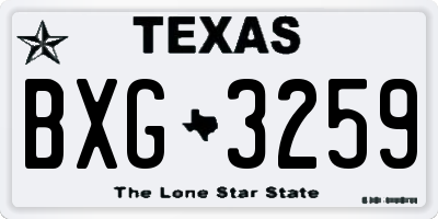 TX license plate BXG3259