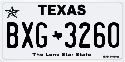 TX license plate BXG3260