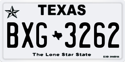 TX license plate BXG3262