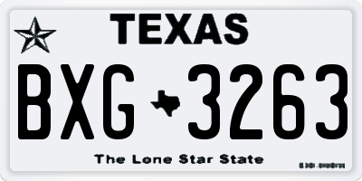 TX license plate BXG3263