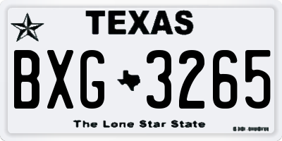 TX license plate BXG3265