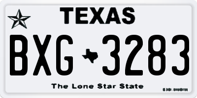 TX license plate BXG3283