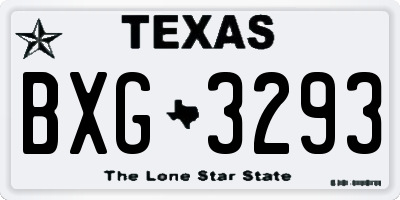 TX license plate BXG3293