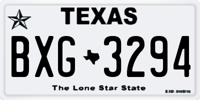 TX license plate BXG3294
