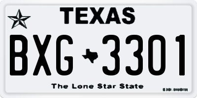 TX license plate BXG3301