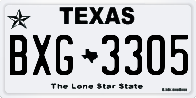 TX license plate BXG3305