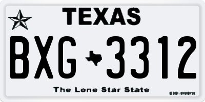 TX license plate BXG3312