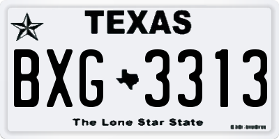 TX license plate BXG3313