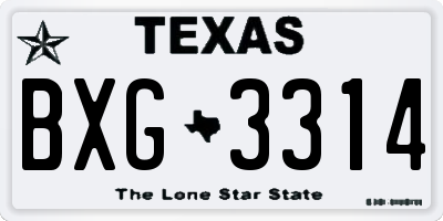 TX license plate BXG3314