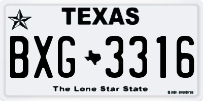 TX license plate BXG3316